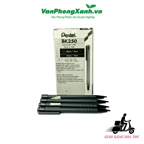 Bút Bi Bấm Pentel BK250 ( mực đen ) - Văn Phòng Xanh